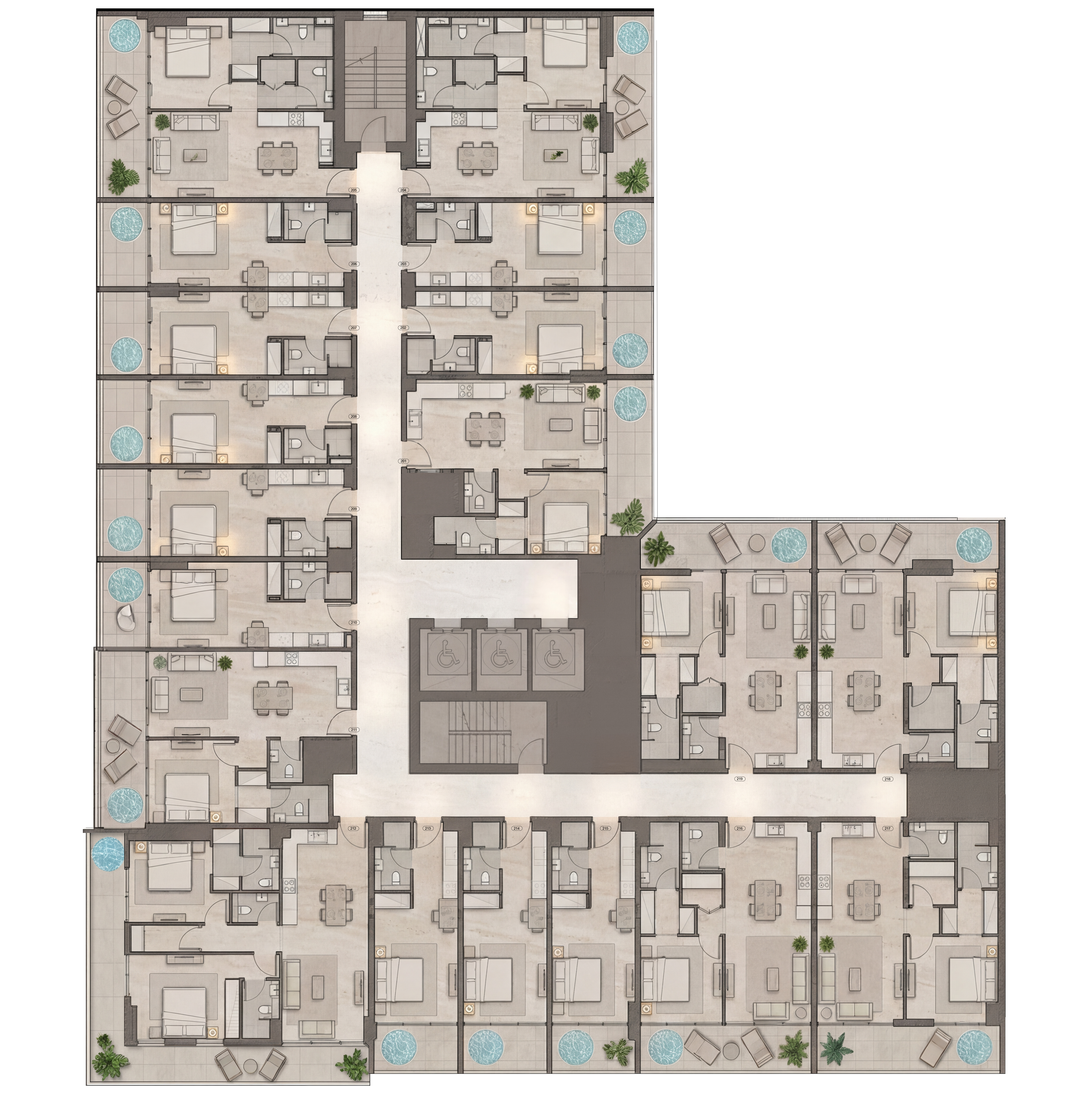 Sky Harmony: план типового этажа (2–6)